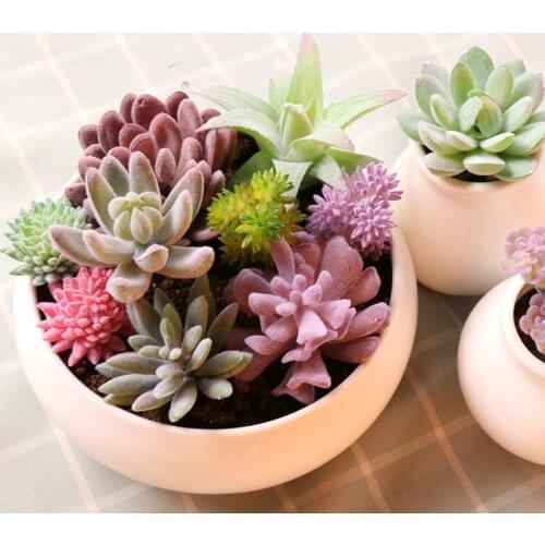 Various Tropical Artificial Succulent Plants Lotus Landscape Decorative Flower Mini Green Fake Plants Home Garden Decoration