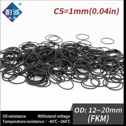5PC/lot Rubber Ring Black FKM O ring Seals Thickness 1mm OD12/13/14/15/16/18/19/20mm Rubber O-Rings Fuel Washer