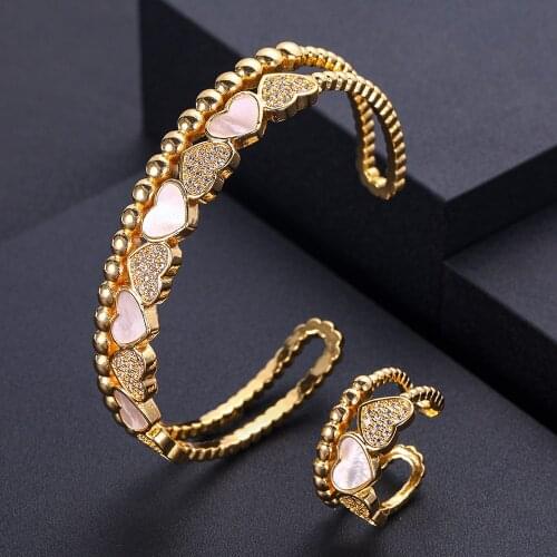 Janekelly Luxury 2PCS Dubai Bangle Ring Set Fashion Jewelry Sets For Women Wedding Engagement brincos para as mulheres 2020