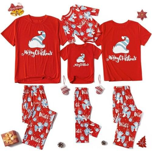 Christmas Family outfit Family Christmas Pajamas 2021 Print Daddy Mommy Son Boy Baby Girl Homewear for Women Short Tee Set Pants