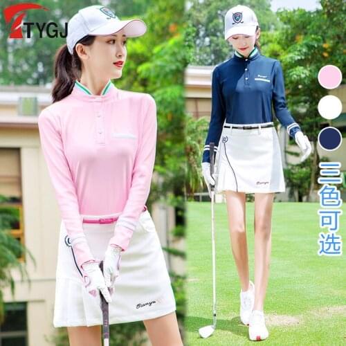 2019 spring Women Golf Shirts Lady Autumn Long Sleeve Solid color Golf Shirts Breathable Outdoor Sportswear Tennis Tops