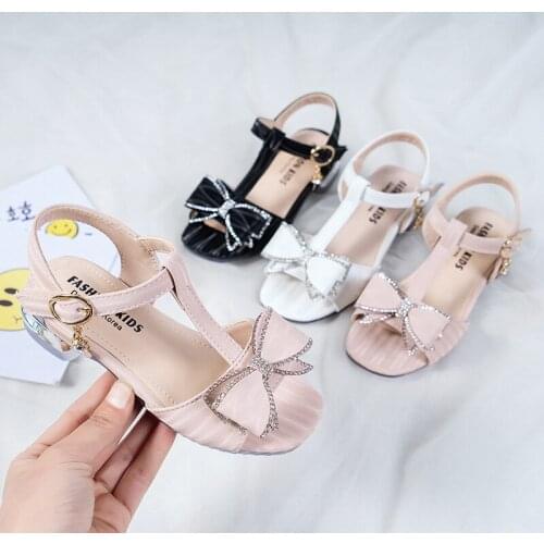 3-12 Crystal Bow Princess Girls Sandals Summer ChildrenS Wedges Beach Shoes Fashion Sandals 2021 For Little Girl Kids Sandels