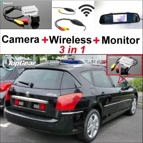 3 in1 Special Rear View Camera + Wireless Receiver + Mirror Monitor Back up Parking System For Peugeot 406 407