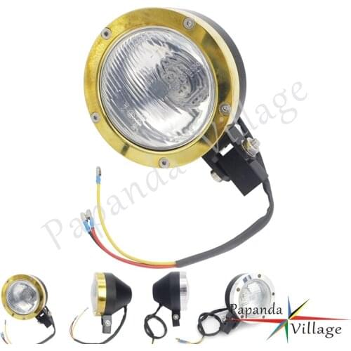 Universal Motorcycle Custom Headlight Front Head Lamp Light Mounts w/ 3/8" Bolt For Harley Yamaha Kawasaki Honda w/ Clear Lens