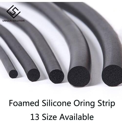 Black Foamed Silicone Rubber Seal Strip Round Dia1 1.5 2 3 4 5 6 7 8 mm Oring Line Cord Foaming Rubber Molding Damper Waterproof