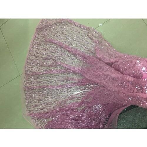 Stock 5yards CH062# Lilac colour flash powder lace fabric for bridal wedding dress/sawing Free shipping