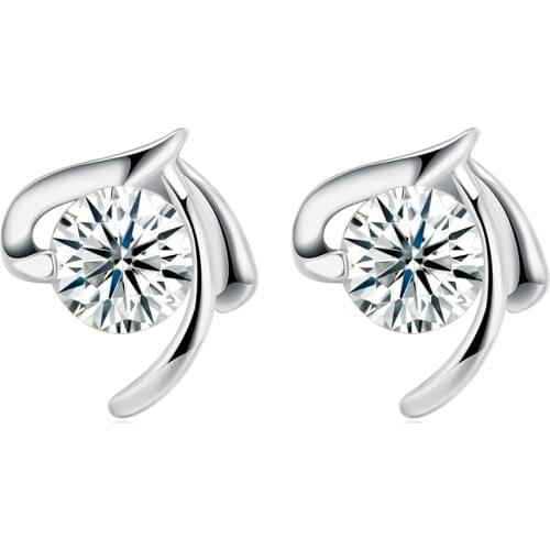 ZEMIOR Geometric 925 Sterling Silver Stud Earrings For Women 5A Clear Cubic Zirconia Anniversary Earring Trend Fine Jewelry