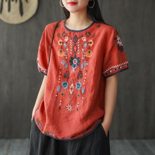 FairyNatural Ladies Retro Summer Loose Soft Linen T-Shirts Short Sleeve 2021 New Casual Clothes Women Tshirts Tops