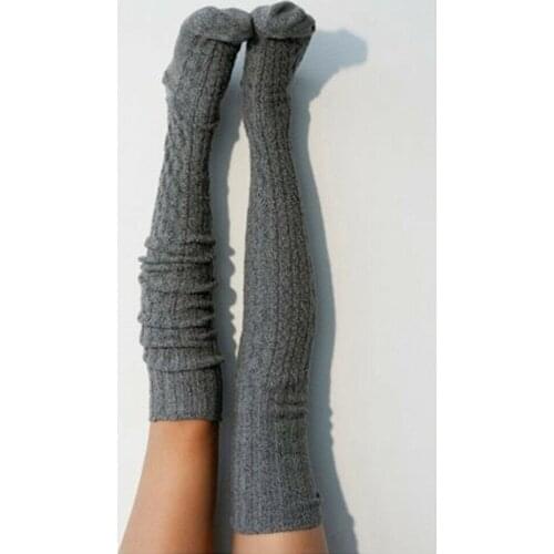 Women Sexy Stockings Winter Cable Knit Boot Over Knee Long Thigh-High Warm Socks Leggings