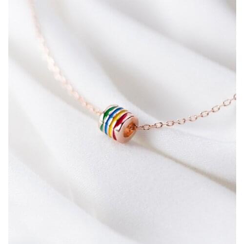 MloveAcc Authentic 925 Sterling Silver Colorful Tube Necklaces & Pendants Wedding Jewelry Women Necklace