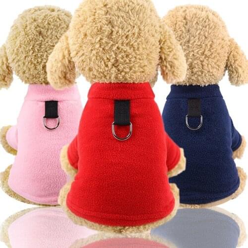 Winter Fleece Dog Clothes Pet Clothing French Bulldog Coat Pug Jacket for Chihuahua Outfits with Traction Ring Puppy Accessories