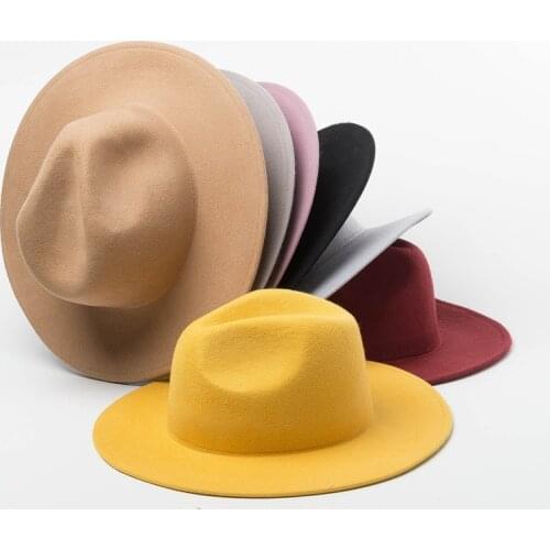 01908-HH8147A new autumn WINTER wool solid fedoras cap men women jazz panama hat
