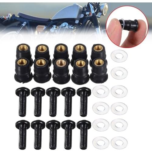 10pcs/set M5x16mm Motorcycle Windscreen Windshield Bolts Screw Nuts For Honda Suzuki Yamaha Kawasaki Fasteners