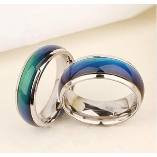100Pcs Fashion Mood Ring With Box Changing Colors Stainless Steel Mix Size 16 17 18 19 20mm Temperature Reveal Your Inner Emo