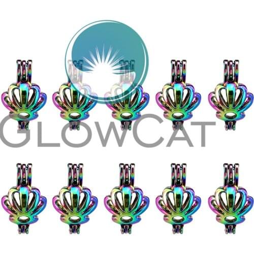 10x C598 Colorful Daisy Flower Pearl Cage Locket Pendant Essential Oil Diffuser Beads Cage DIY Jewelry Locket For Oyster