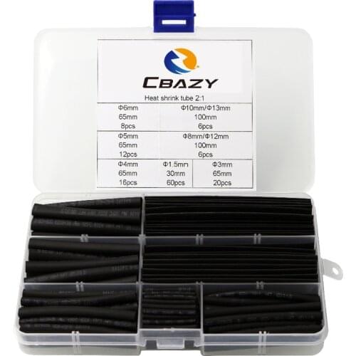140pcs 2:1 heat shrink tubing black color 9 sizes Tubing Wrap Sleeve Set Combo Assorted heat shrink tube Kit for DIY