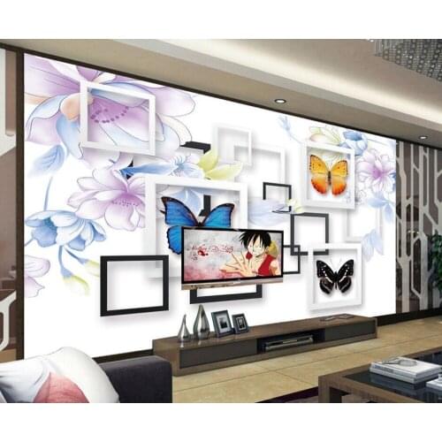 3D Wallpaper TV Background Wallpaper The Living Room Sofa Backdrop Mural Butterfly flower fashion Mural Wallpaper