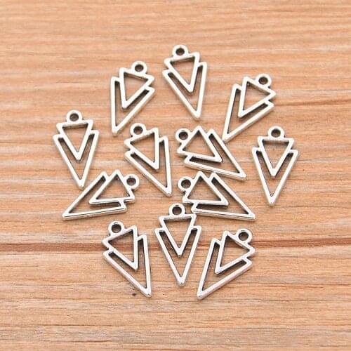 50PCS 8*15mm Picture Color Hollow Double Triangle Charms Geometry Pendant Metal Alloy DIY Necklace Bracelet Earrings Marking