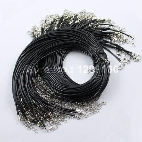 50pcs/lot 17-19 Inch Adjustable Black Necklace Korea Wax rope Cord String 1.5mm For DIY Jewelry Making (K01715)
