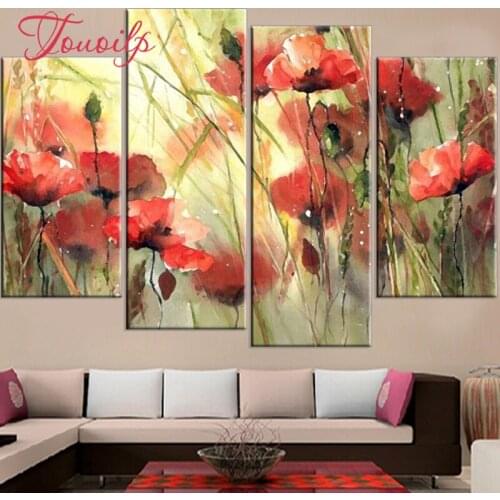 DIY Diamond Painting Cross Stitch 5D Diamond Embroidery Full Diamond Mosaic painting Crafts Needlework Magnolia flowers 4pcs/set