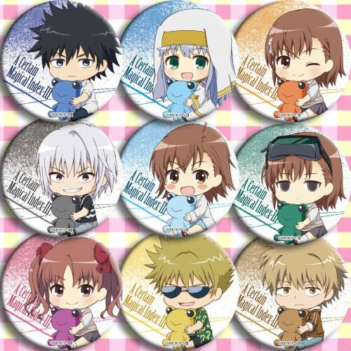 Brdwn Toaru Majutsu no Index Misaka Mikoto Shirai Kuroko Kamijou Touma Accelerator Kongou Mitsuko Wannai Kinuho Cosplay Badge #A