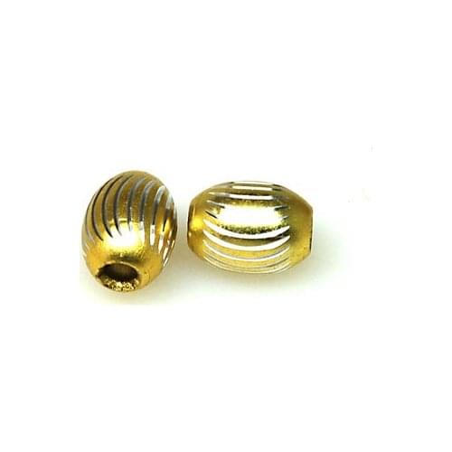 Beads,Loose beads,8*11mm Oval Aluminium Beads,Yellow beads with carving, sold of 500pcs