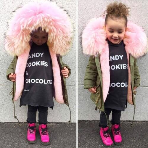Children Thick Cotton Plush Hooded Jacket Warm Fashion Down Jacket Outerwear Fashion Winter Toddler Coats Baby Girls Clothes