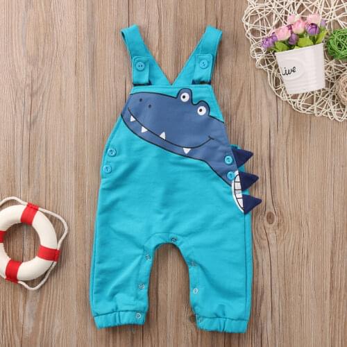1-5Years Kids Baby Boys Romper Summer Clothes Sleeveless Dinosaur Print Romper Jumpsuit Overalls Outfits Baby Kids Clothing