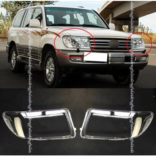For Toyota Land Cruiser LC100 2005-2007 Pair Headlight Headlamp Lens Cover Clear Lens LH+RH Replace Car Accessories