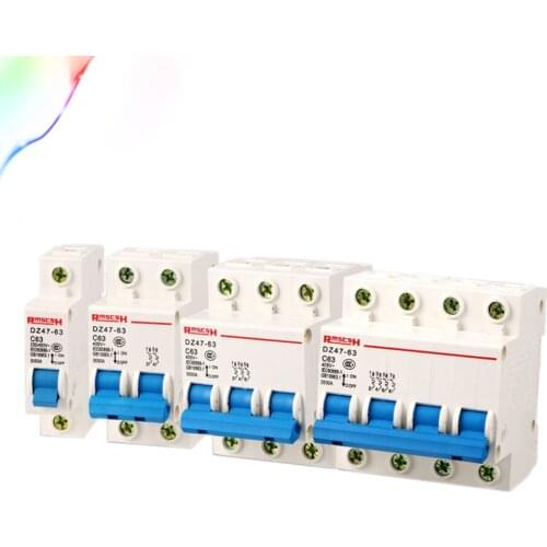 DZ47 Atmosphere Switch C45 Household Air Open MCB Miniature 1P 2P 3P 4P Small-sized Circuit Breaker 6A 10A 16A 20A 63A