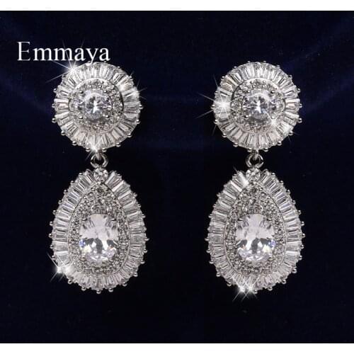 Emmaya New Fashion White Earring Waterdrop Shape With High Quality Zirconia For Women Elegant Jewelry In Banquet Fancy Dress-up