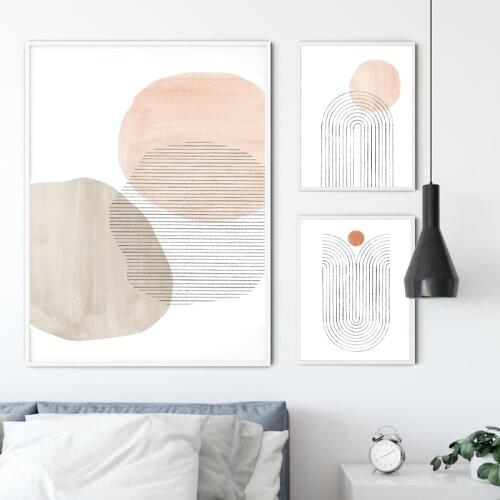 Gallery Wall Art Pictures Blush Pink Watercolor Abstract Canvas Painting Minimalist Poster Boho Wall Art Prints Home Room Decor