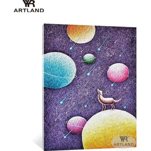 Hot sale Handmade abstract oil painting on canvas Planets landscpae wall art hanging picture for living room bedroom no framed