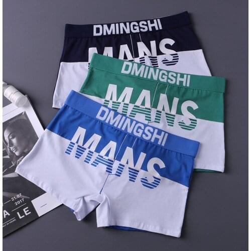 Personalized mens underwear pure cotton Korean boxer pants color matching printing Sports Youth Boys' boxer pants