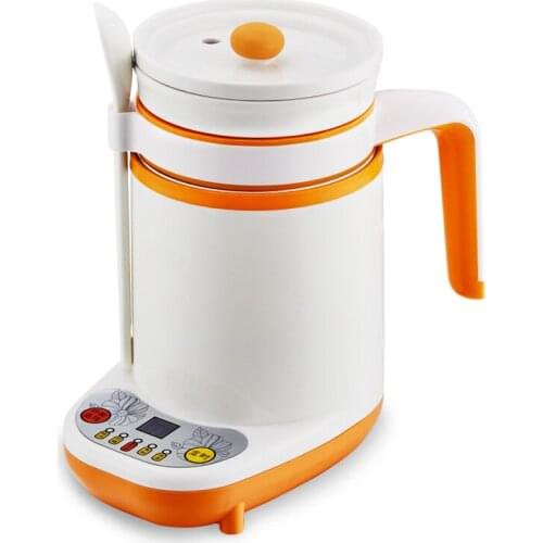 220V 90w 600ml Ceramic liner and lid Mini Health Cup Slow cooker Insulation function Small stew pot with spoon 15x18cm