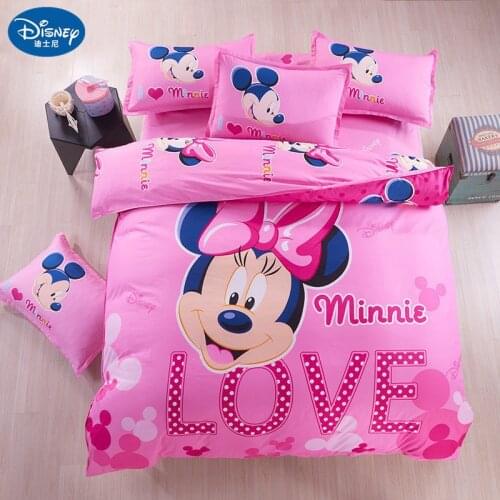 Minnie mouse Bedding Set Cover pillowcase quilt mickey mouse cartoon Children bedclothes bed set Disney Home textile