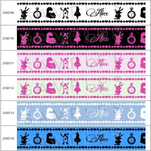 10yadrs Cute Cartoon Princess Silhouette Character Printed Grosgrain / Satin Ribbons