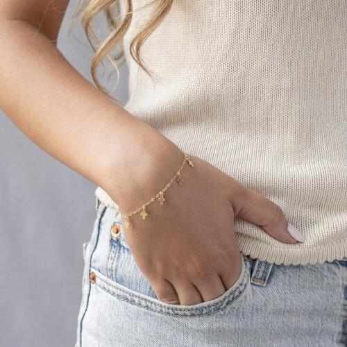 Tiny Cross Bracelet 14K Gold Filled Jewelry Handmade Boho Charms Bracelets Vintage Minimalism Bracelet For Women