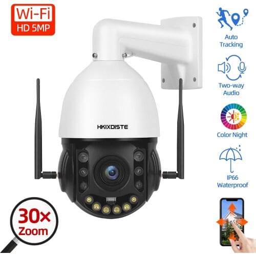 5MP CCTV Wifi PTZ IP Dome Camera Outdoor 30X Zoom Two Way Audio Auto Tracking Metal Security Surveillance Camera Wireless 2MP