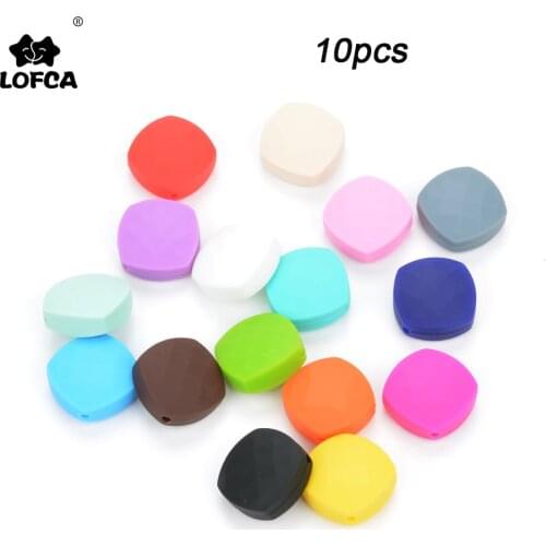 LOFCA 10pcs Quadrate Silicone Teething Beads For Long Silicone Necklace BPA Free Food Grade Safe Silicone Beads Teething Toy