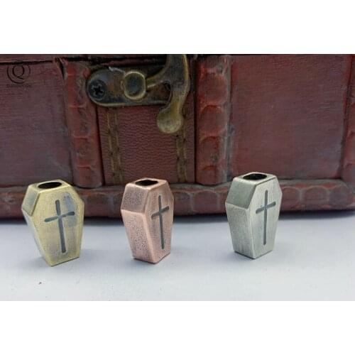 Metal Brass Tombstone Cross Knife Beads Pendants Jewelry EDC Umbrella Rope Hanging Lanyard Decoration DIY Car Keychain Accessory