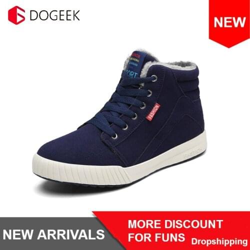 DOGEEK High Top Men Boots Non-slip Waterproof Winter Ankle Snow Boots Men Platform Sneakers Men Winter Shoes Thick Flat Shoes