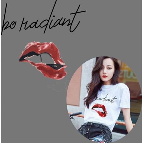Red Lip Kiss Ironing on Heat Transfer Printing Patches Fashion Design Stickers Washable for Clothes T-shirts DIY Appliques