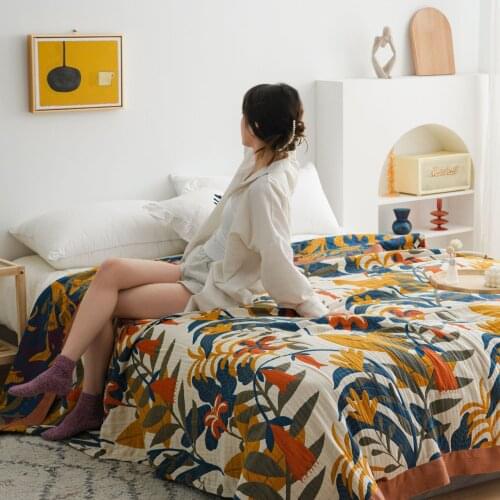 Nordic throw blanket 100% Cotton summer cool quilt single double king size blankets soft Breathable bedspread boho sofa towel