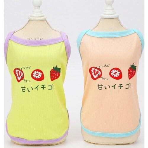 Pet Clothes Spring And Summer Thin Cool Dog Vest Strawberry Fruit Pet Vest Dog Clothes For Small Dogs Teddy Chihuahua XS-2XL