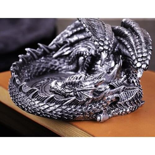 Retro dragon household ashtray creative personality trend multi function fashion boys gift ornaments collection plate