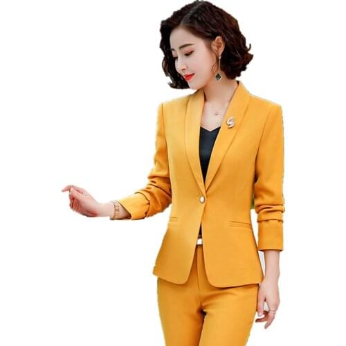 Blazers for Women Formal Office Lady Style One Button Coat Womens Small Suit Jacket Workwear Business Tops Yellow White Black
