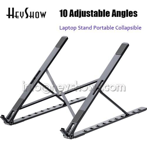 10 Adjustable Angles Aluminum Alloy Laptop Stand Portable Foldable Notebook Desk Holder For MacBook iPad Air Pro Fit 7-15 Inch