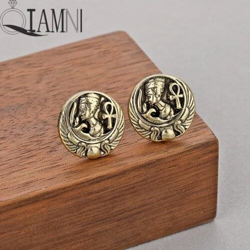 QIAMNI Punk Vintage Viking Pyramid Symbol Old Egyptian Evil Eye Triangle Stud Earring Slavic Amulet Egypt Charm Gift Pendientes