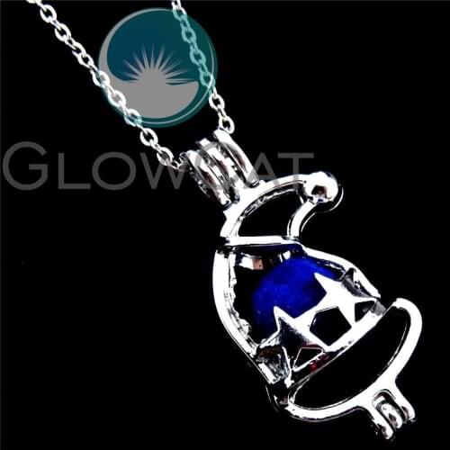 R-K360 Christmas Hat Star Stones Beads Cage Locket Necklace Aroma Essential Oil Diffuser Pendant Necklace